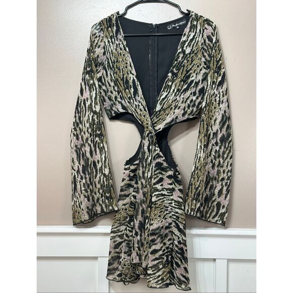 NWOT For Love & Lemons Animal Print Cut Out Sides Mini Cocktail Dress Women's S - Picture 3 of 13